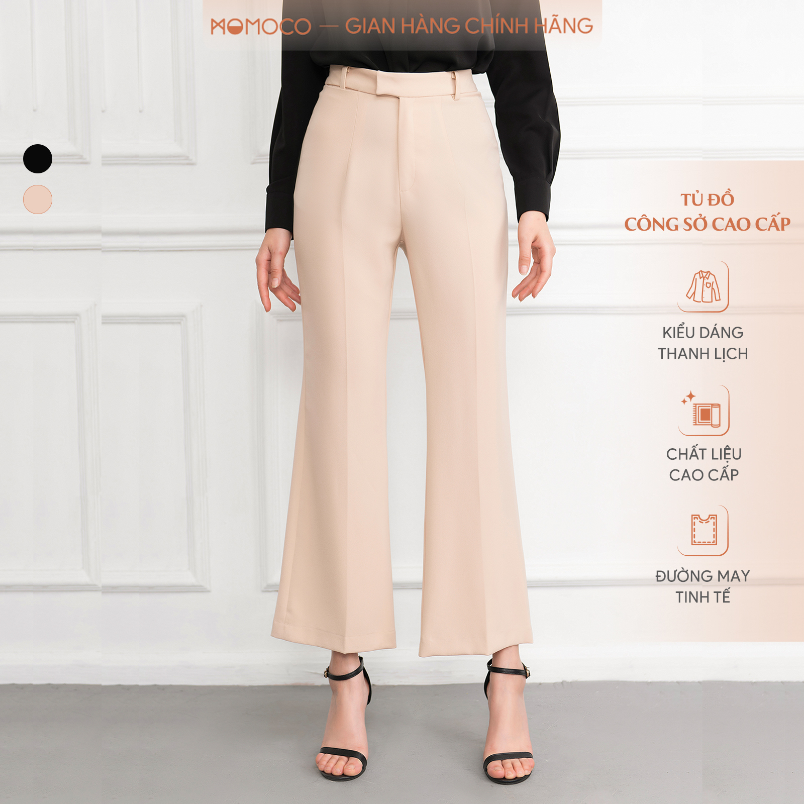 Quần Tây Nữ Ống Loe MOMOCO M2777 ESSENTIALS Ankle Flare Pants Chất Tuýt Si Thoáng Mát Mềm Mịn