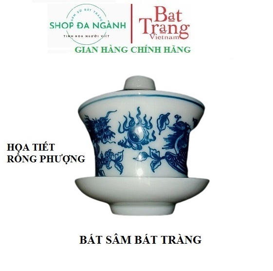 Bát sâm thờ men lam gốm sứ Bát Tràng, 2 cỡ
