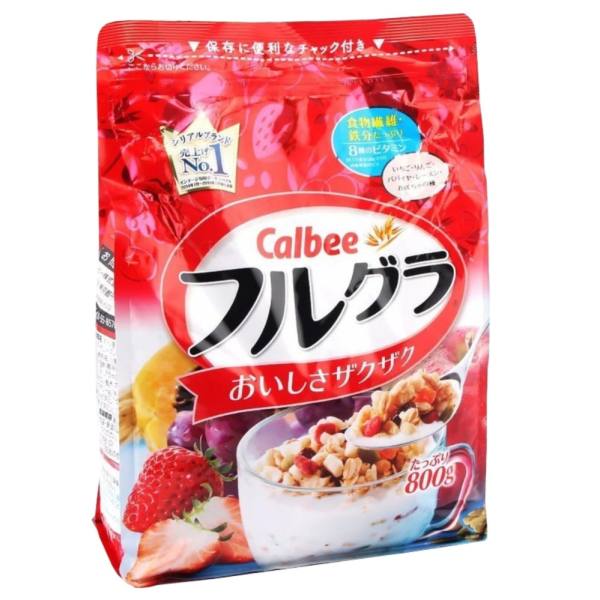 Ngũ cốc dinh dưỡng, ngũ cốc sấy khô dạng hạt cao cấp calbee fruit granola cereal gói 800g