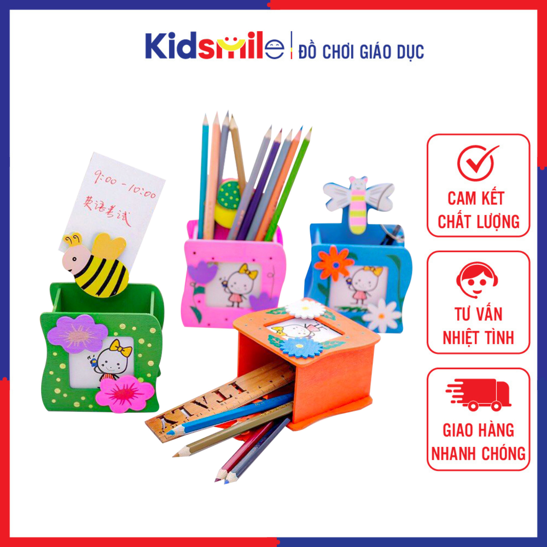 Hộp ( ống ) cắm đựng bút hình động vật hoa lá siêu dễ thương, đồ dùng đồ trang trí góc học tập cho trẻ em