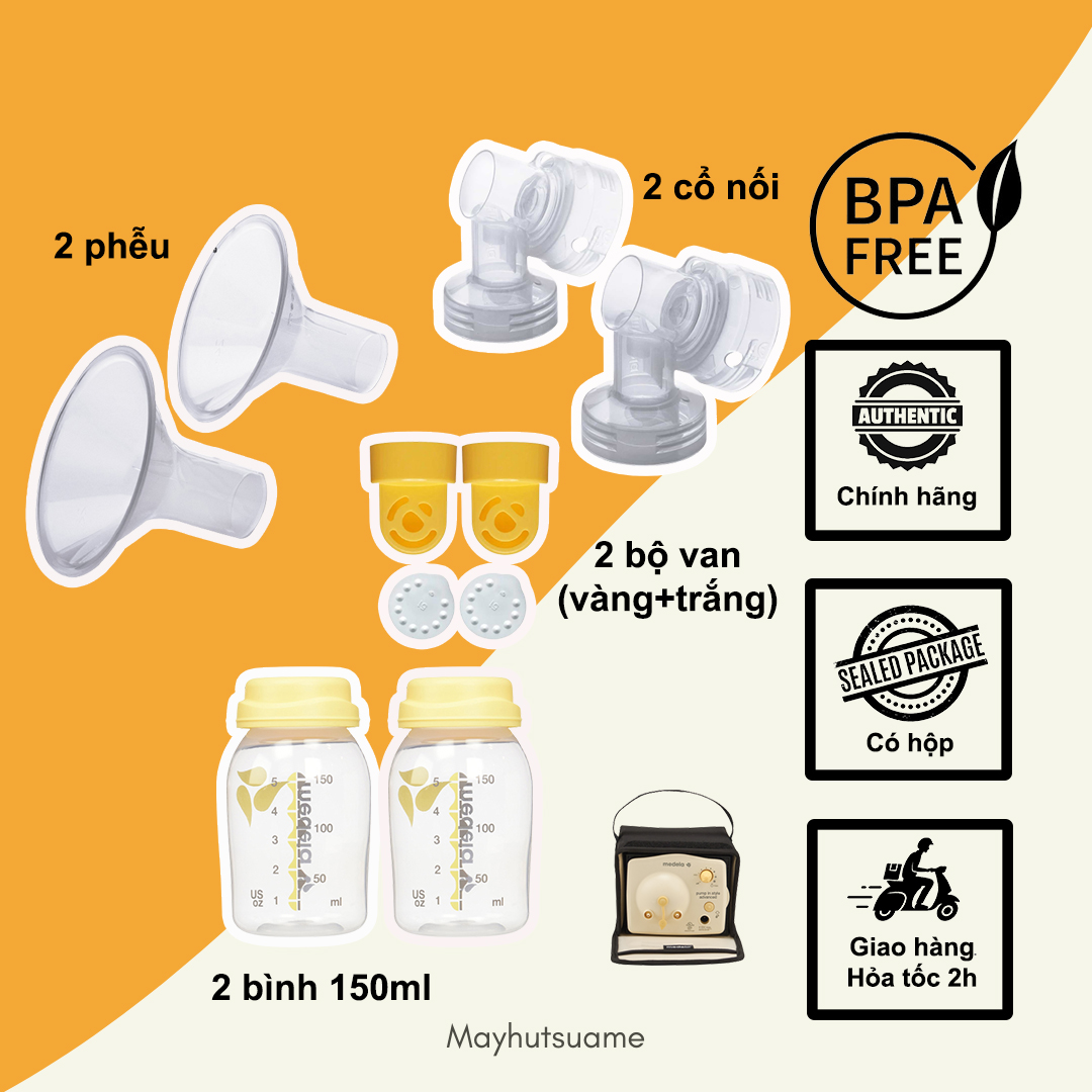Bộ phụ kiện máy hút sữa Medela Pump - Không dây (Có hộp và tem niêm phong)