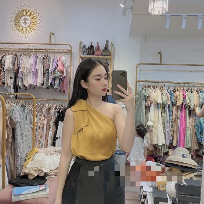 Áo kiểu chéo vai dây rời cột nơ vai form dưới 50kg