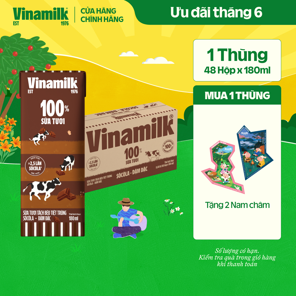 [Sản Phẩm Mới] Thùng 48 Hộp Sữa Tươi Tách Béo Socola Đậm Đặc 180ml