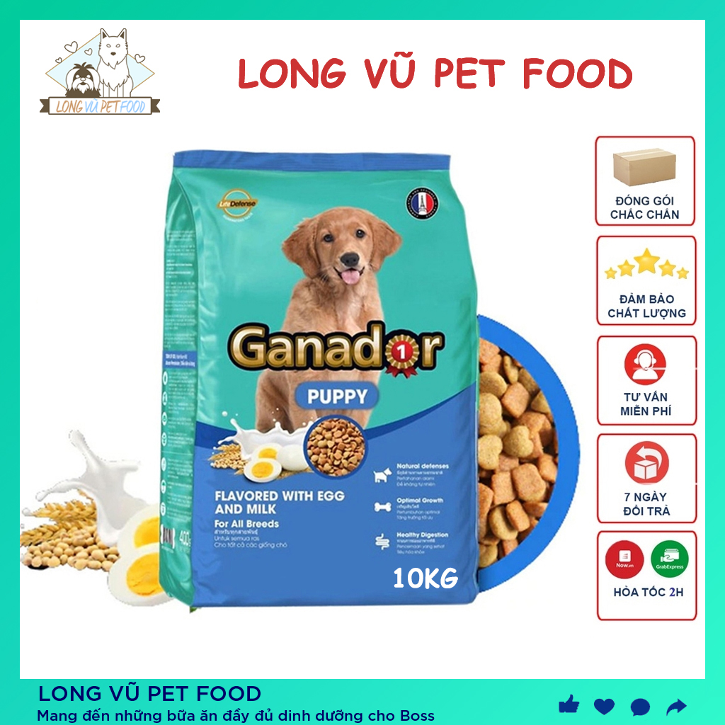 Thức ăn cho chó con Ganador 10kg (25 túi 400g) vị Trứng và Sữa - Hạt cho chó con dưới 1 tuổi - Long Vũ Pet Food