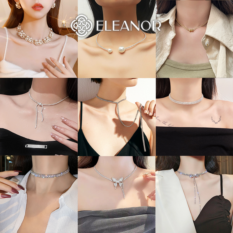 Dây chuyền nữ Eleanor Accessories vòng cổ choker đính đá sang chảnh phụ kiện trang sức cô dâu 5567