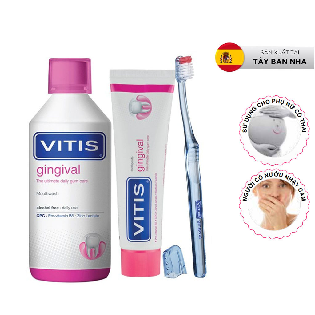 Bộ sản phẩm chăm sóc răng miệng dành cho nướu nhạy cảm - Vitis Gingival Mixed Pack | Oralmart