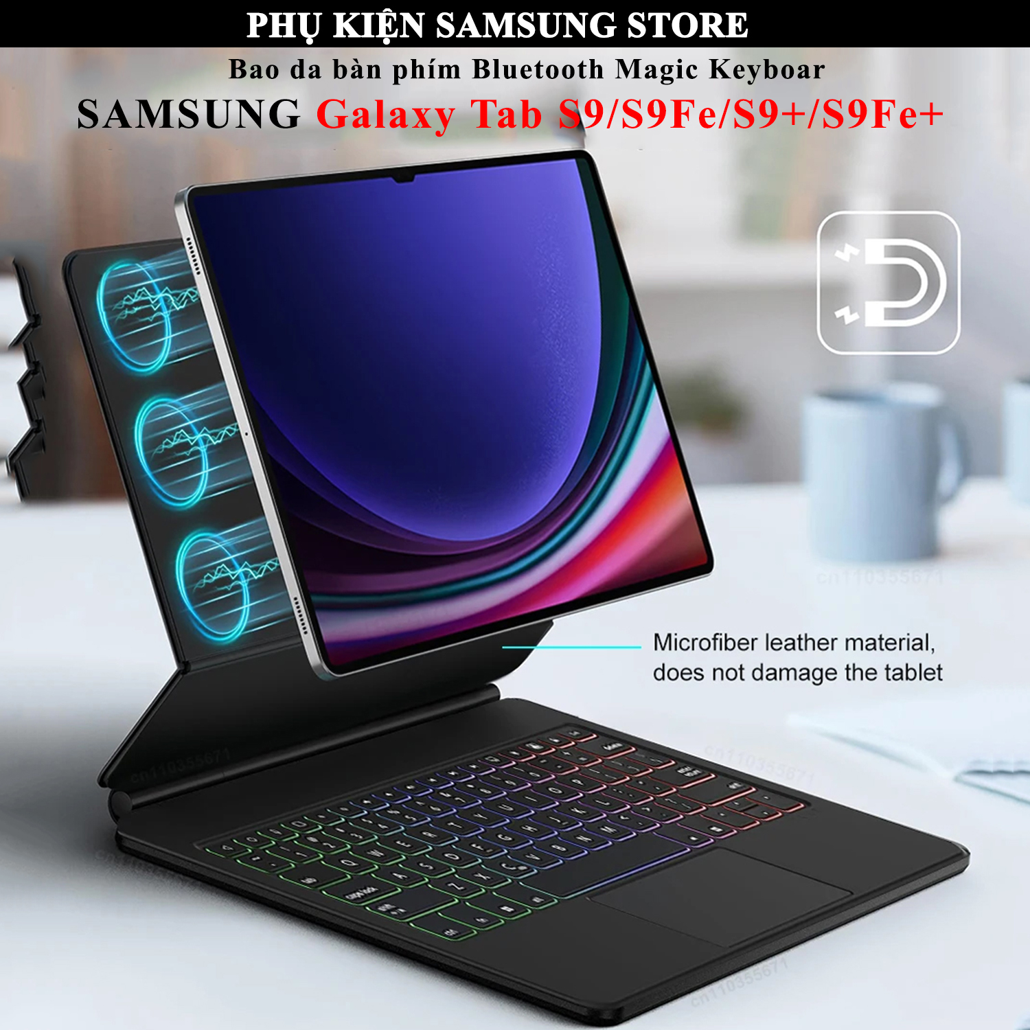 Bàn phím bluetooth magic keyboard có đèn led cao câp galaxy tab s9/s9+/s9fe/s8/s7/s9+/s8+/s7+/s7fe