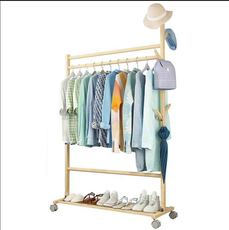 Giá, giàn treo quần áo bằng gỗ loại có bánh xe cao cấp mẫu mới nhất