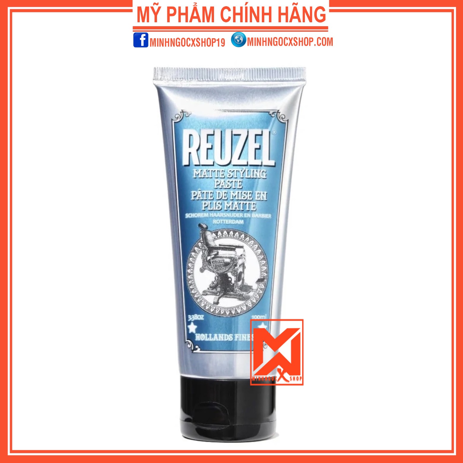 Kem tạo kiểu giữ nếp trung bình, không bóng Reuzel Matte Styling Paster 100ml chính hãng