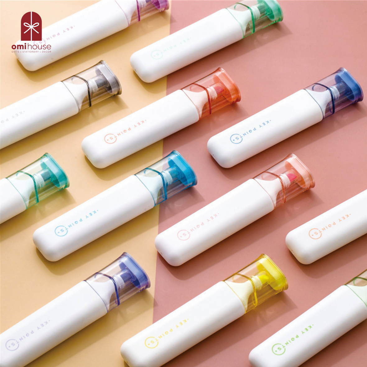 Bút đánh dấu highlight super-soft KEY POINTS tone màu pastel - Omi House