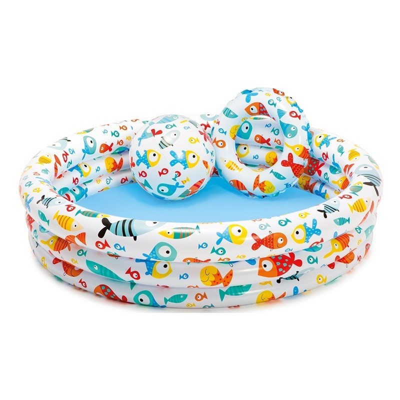 Bể bơi Intex 3 tầng 1m32* 28cm tặng kèm bóng + phao tròn Intex 59469 Bể bơi Intex 3 tầng 1m32* 28cm tặng kèm bóng + phao tròn Intex 59469