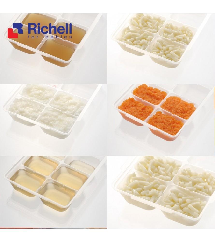 Bộ 2 Khay trữ đông thức ăn Richell của Nhật RC49070 Dùng được cho lò vi sóng