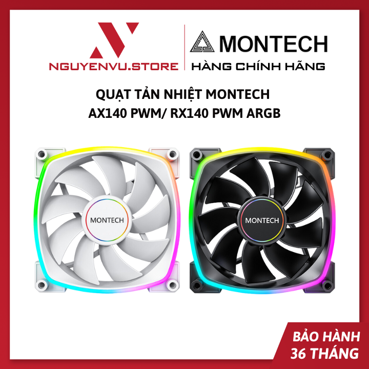 Quạt tản nhiệt montech ax140 pwm/ rx140 pwm argb - hàng chính hãng