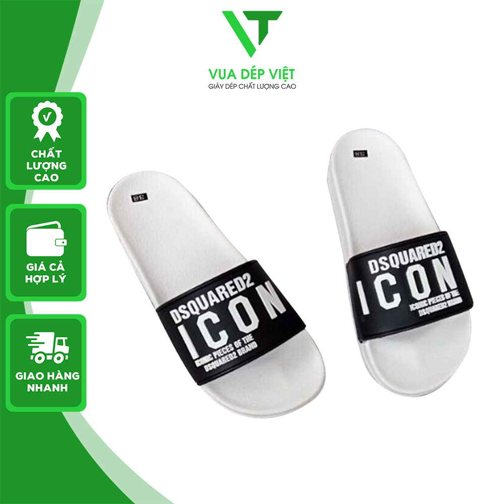 Dép quai ngang nam icon nhiều chữ trắng DV25 dép nam thời trang siêu nhẹ đế cao chống trơn trượt mang êm chân - Vua Dép Việt