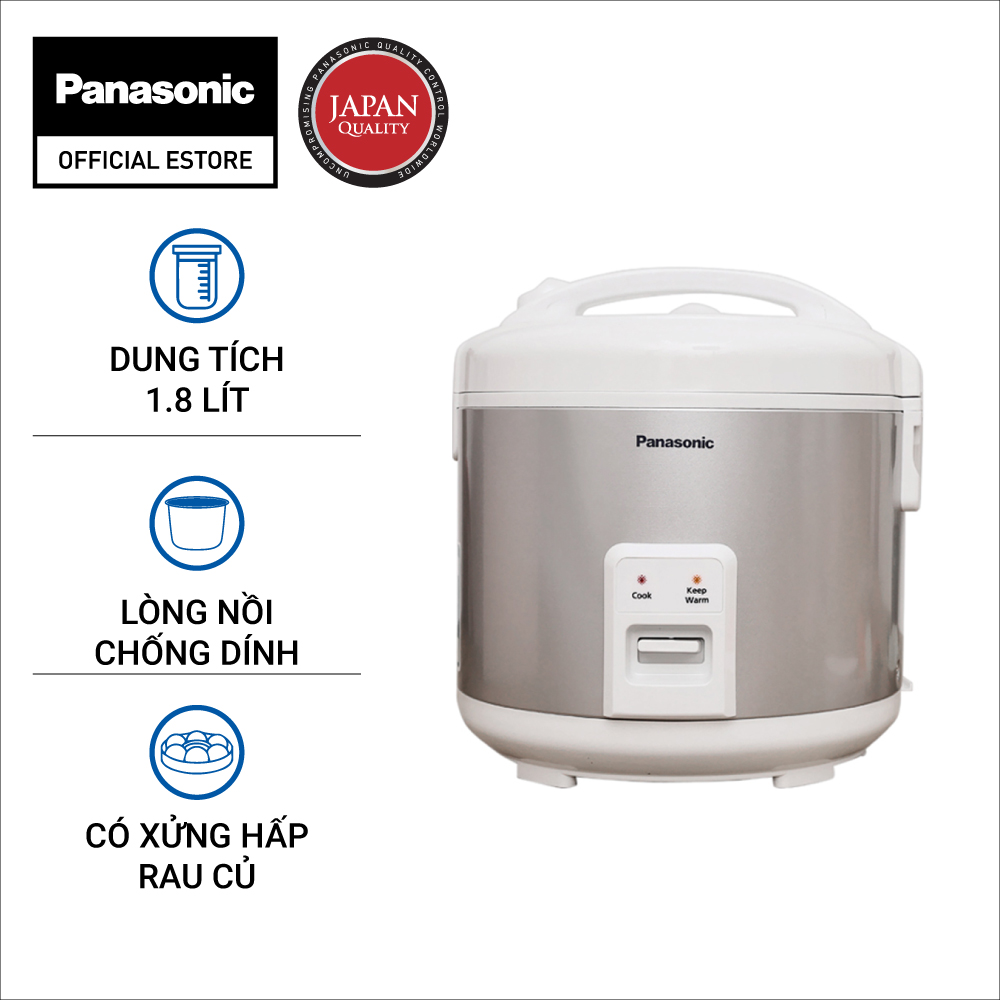 Nồi Cơm Điện Nắp Gài Panasonic SR-MVN18LRAX (1.8L) - Màu xám trang trọng - Công suất 650W - Lòng nồi phủ hợp kim nhôm chống dính độ bền cao - Công nghệ nấu 2D - Bảo Hành Chính Hãng 12 tháng