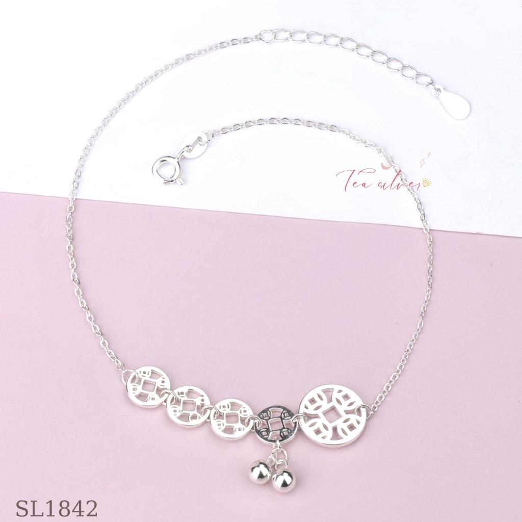 Lắc chân bạc nữ 925 cao cấp kim tiền tài lộc phụ kiện trang sức bạc đẹp SL1842– TEA SILVER