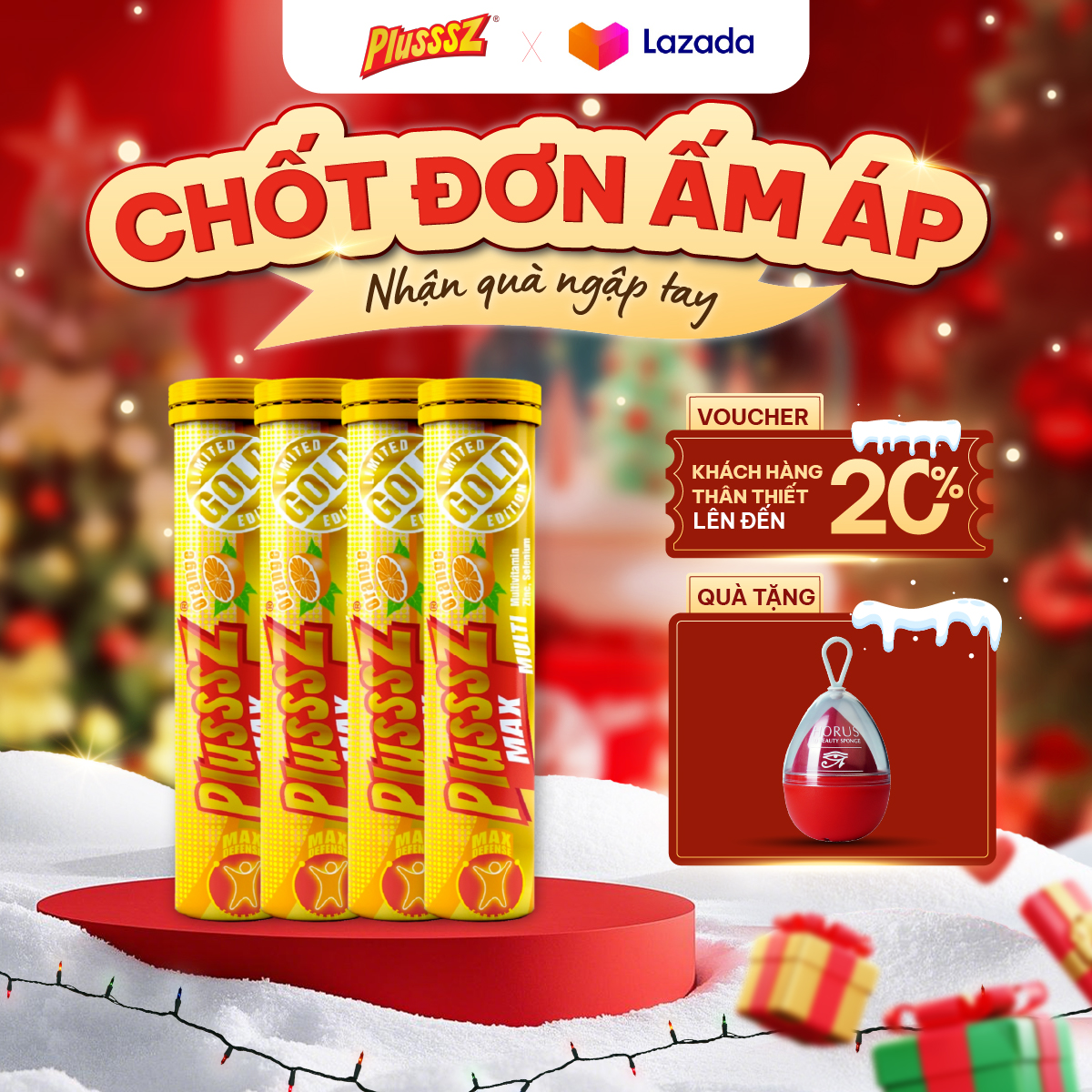   COMBO 4 TUÝP x 20 VIÊN  Vitamin Tổng Hợp Viên Sủi Pusssz Max Multivitamin Vị Cam Không Đường 