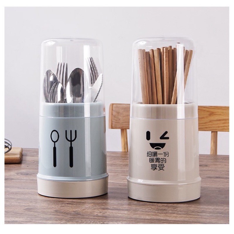 Ống Đựng Đũa Trong Suốt Có Nắp Đậy