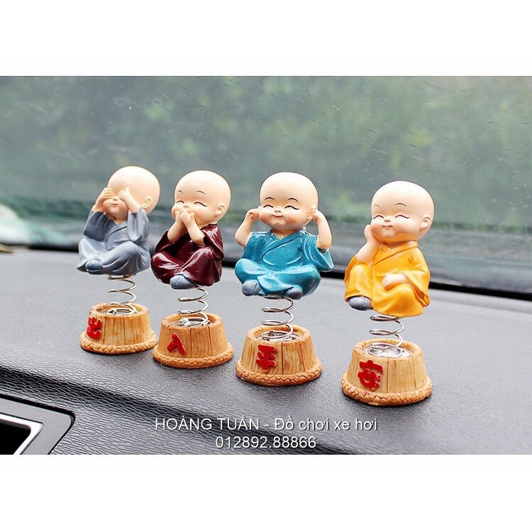 【hot sell】 Bộ 4 tượng phật chú tiểu tu sĩ có lò xo