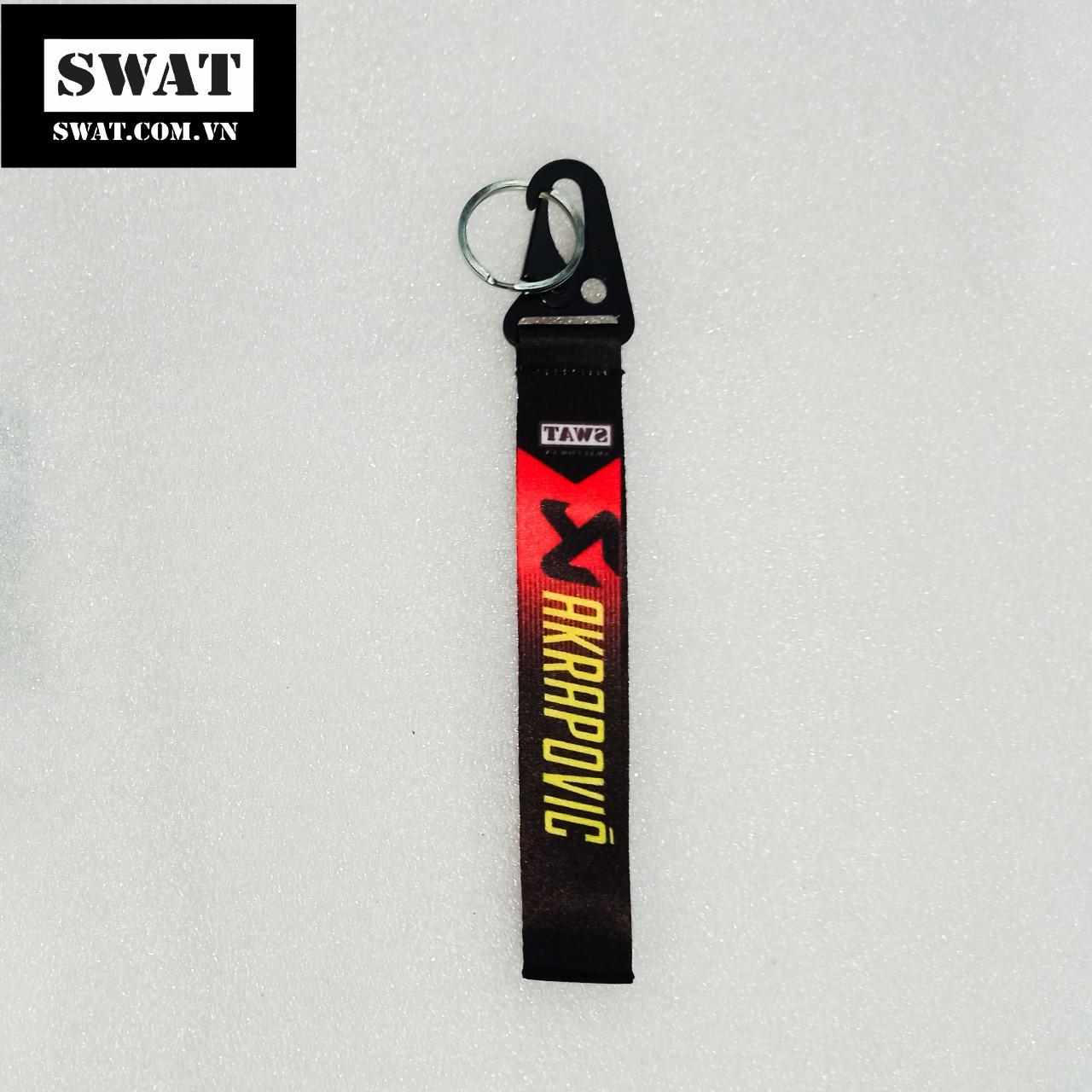 Móc khóa xe máy cao cấp đầu sắt dây vải satin