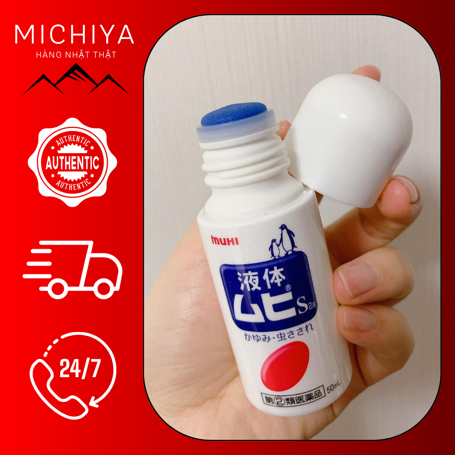 Lăn muỗi Muhi Nhật 50ml, Lăn bôi muỗi đốt và côn trùng cắn Muhi 50ml