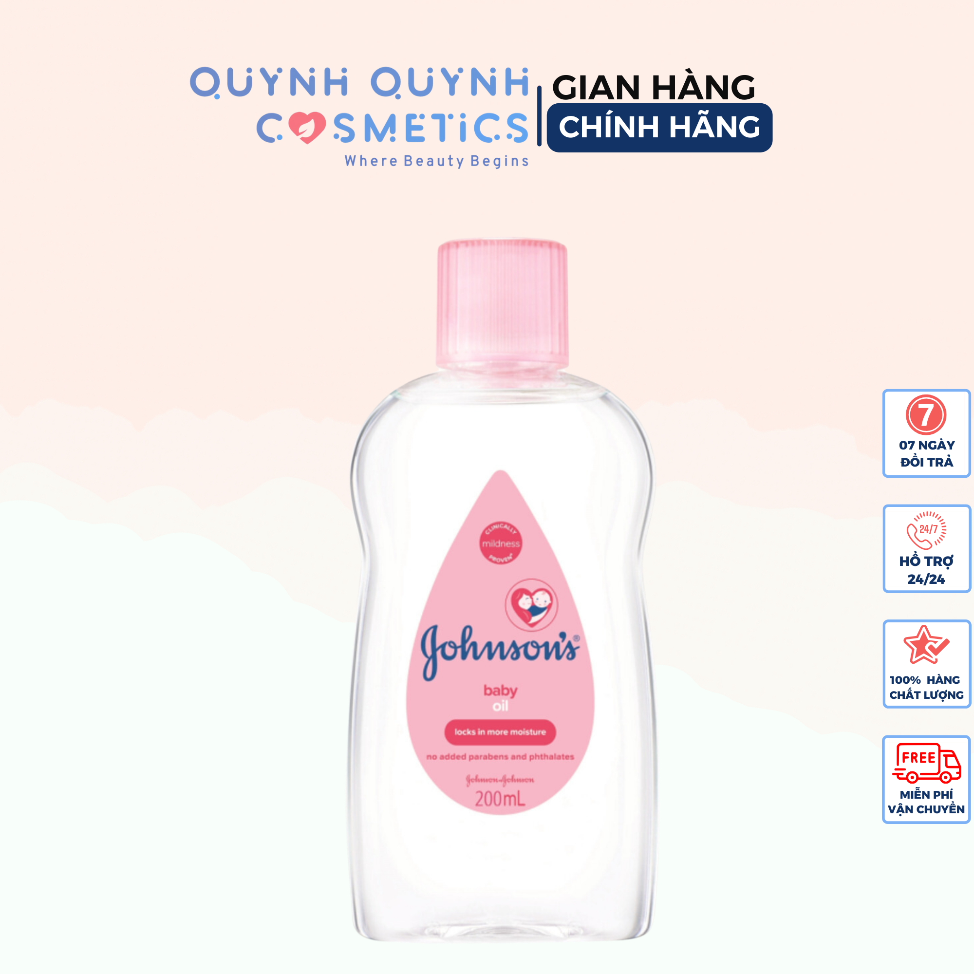 Dầu mát xa dưỡng ẩm Johnson's Baby Oil 200ml