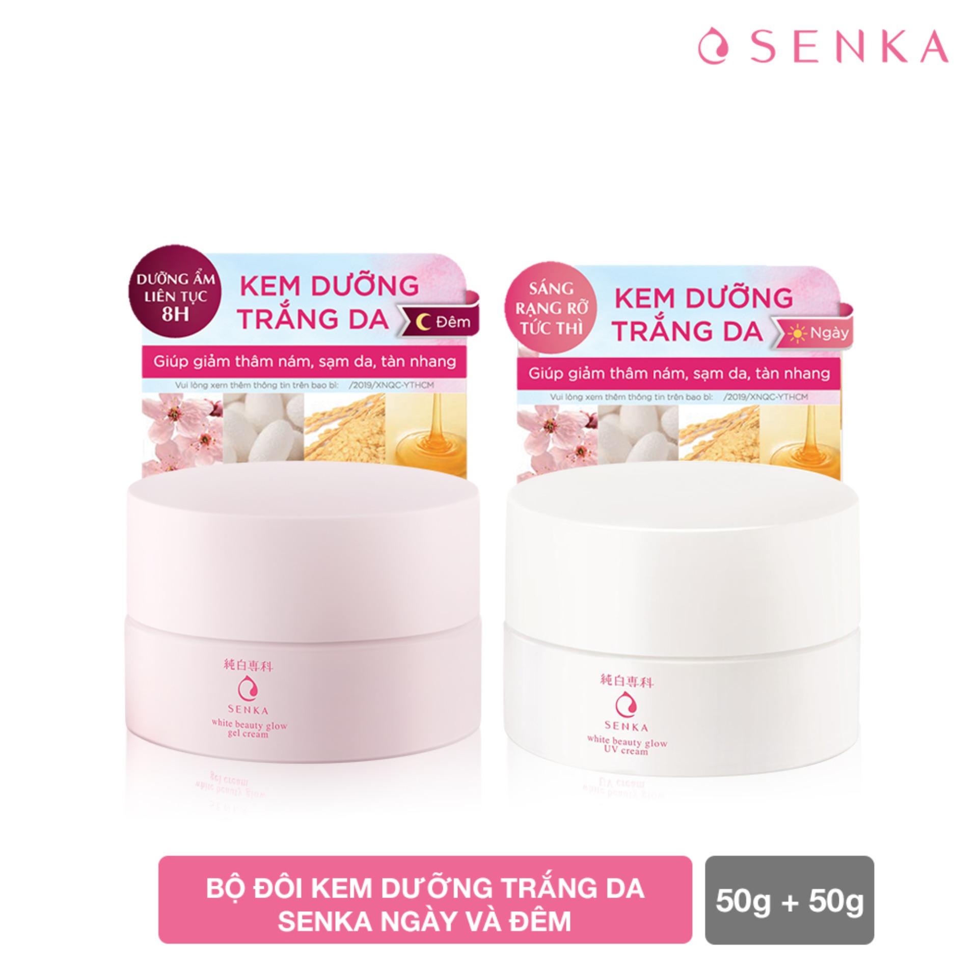 [HCM]Bộ Kem Dưỡng Trắng Và Giảm Thâm Nám Ngày Và Đêm Senka Nhật