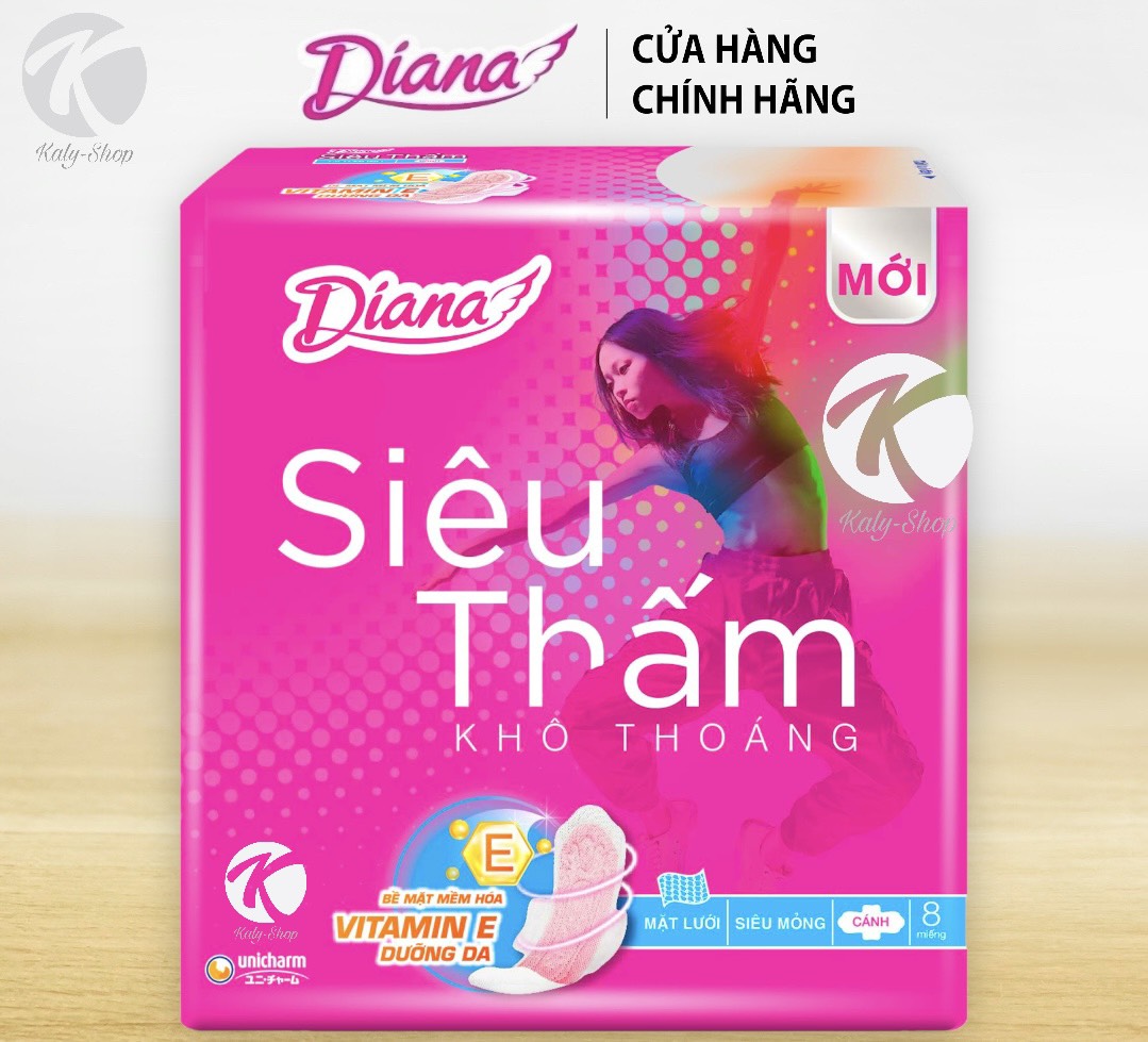 Băng Vệ Sinh Diana Siêu Thấm Siêu Mỏng Cánh 8 Miếng