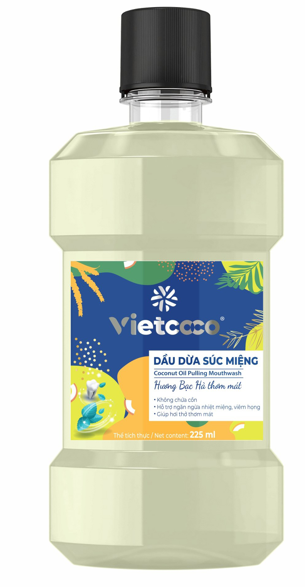 Dầu dừa súc miệng hương bạc hà Vietcoco - Chai 225ml