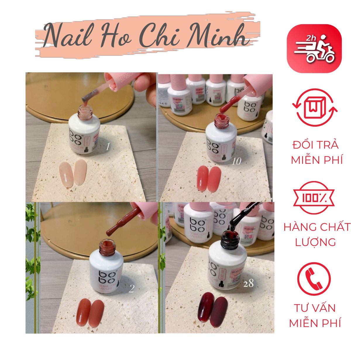 Sơn gel thạch Bobo chính hãng chất đậm đặc lên màu chuẩn 15ml