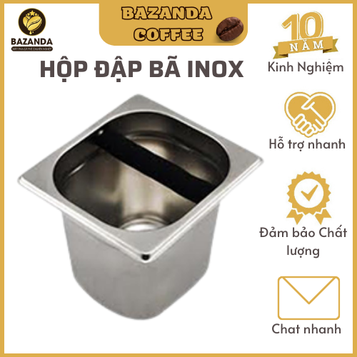 Hộp đập bã cà phê inox knock box cao 15cm