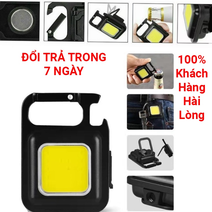 Đèn pin móc khóa led cob mini siêu sáng - đèn pin mini kiêm móc khóa dùng mở nắp chai đa năng tiện dụng - tani plus
