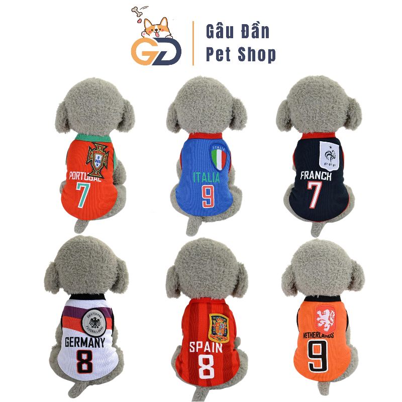 Quần Áo Chó Mèo - Áo Thể Thao Cho Chó Mèo , Áo Chó Mèo Hình Các Đội Tuyển Bóng Đá Quốc Gia
