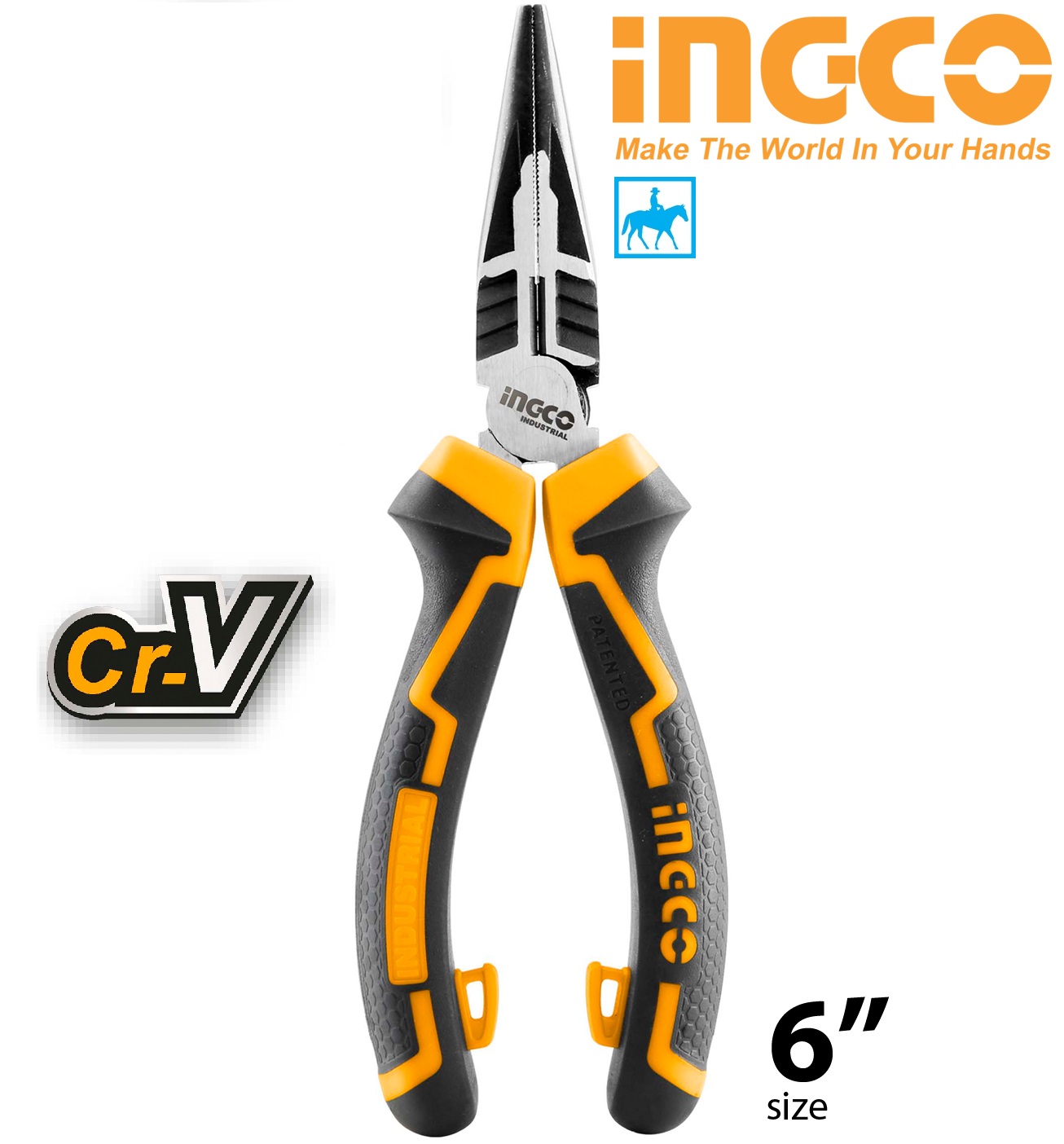 Kìm kềm mũi nhọn mỏ dài 6inch 160mm Thép CRV INGCO HHLNP28160 THT220606S