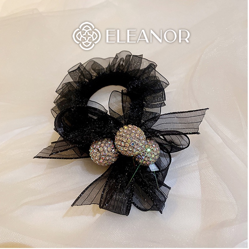 Dây buộc tóc nữ Eleanor Accessories dây cột tóc vải ren đen đính đá nhiều màu phụ kiện tóc 4501