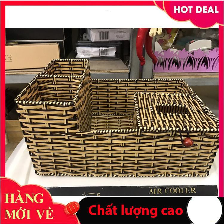 Khay đa năng nhựa giả mây