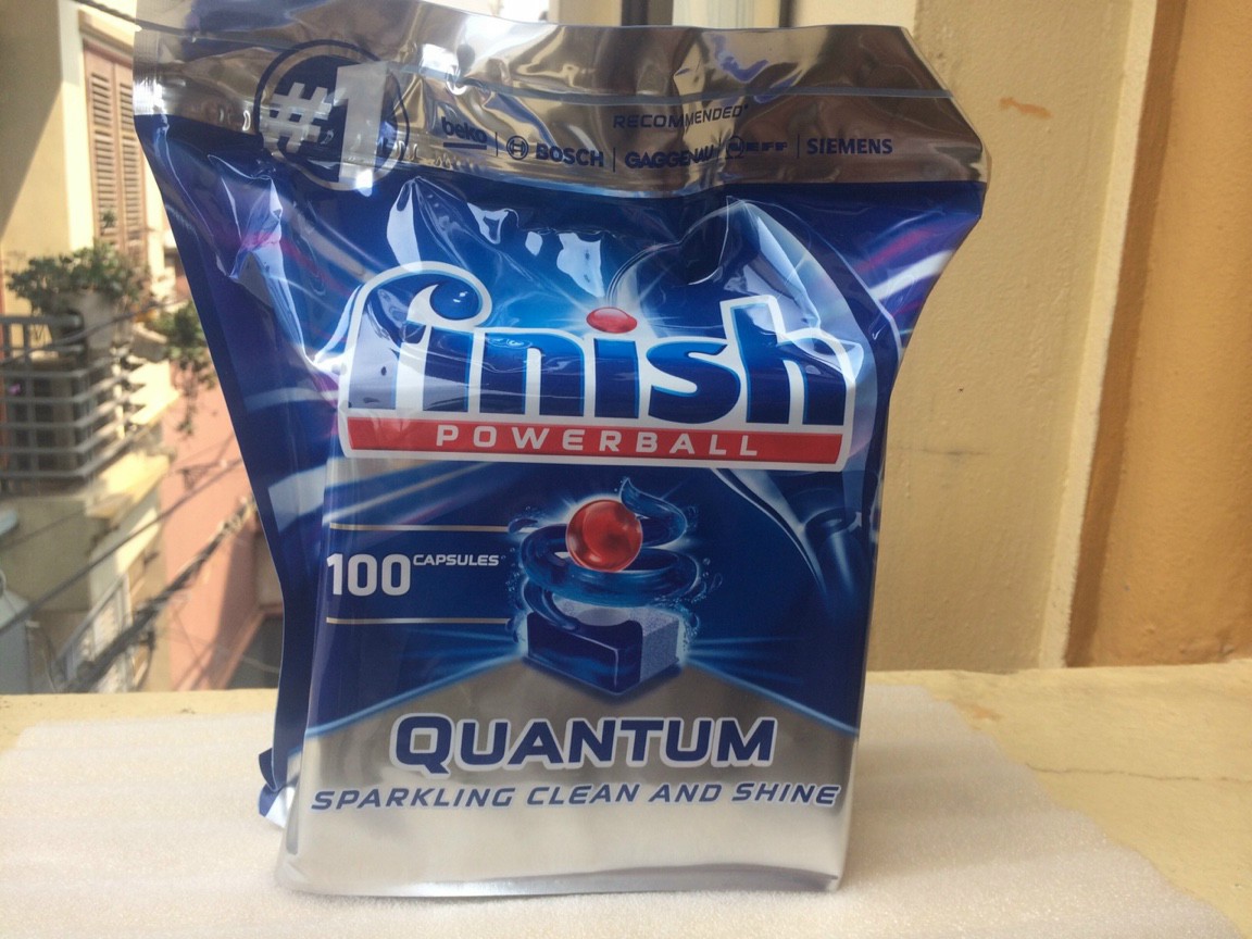 (LOẠI MẠNH) Viên rửa bát Finish Quantum 100 viên cao cấp  (sản xuất tai CHLB Đức) dùng cho máy rửa bát 9-10-11-12-13-14-15 bộ