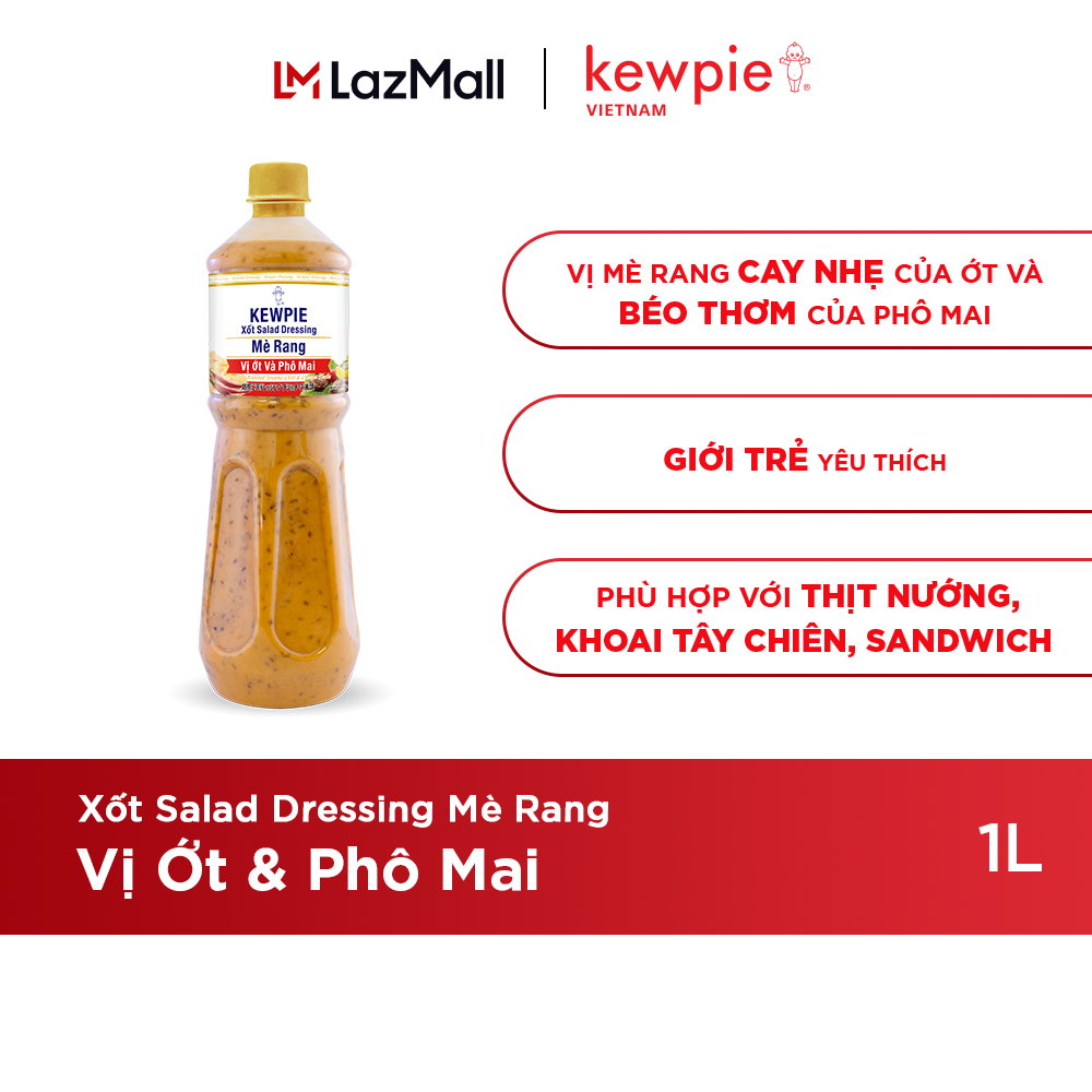  Xốt Salad Dressing Mè Rang Kewpie Vị Ớt & Phô Mai 1L 