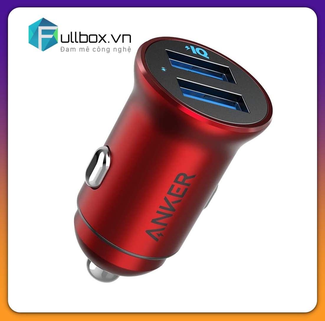 sạc xe hơi anker 24w hợp kim nhôm - Metal Dual USB Car Charger PowerDrive 2