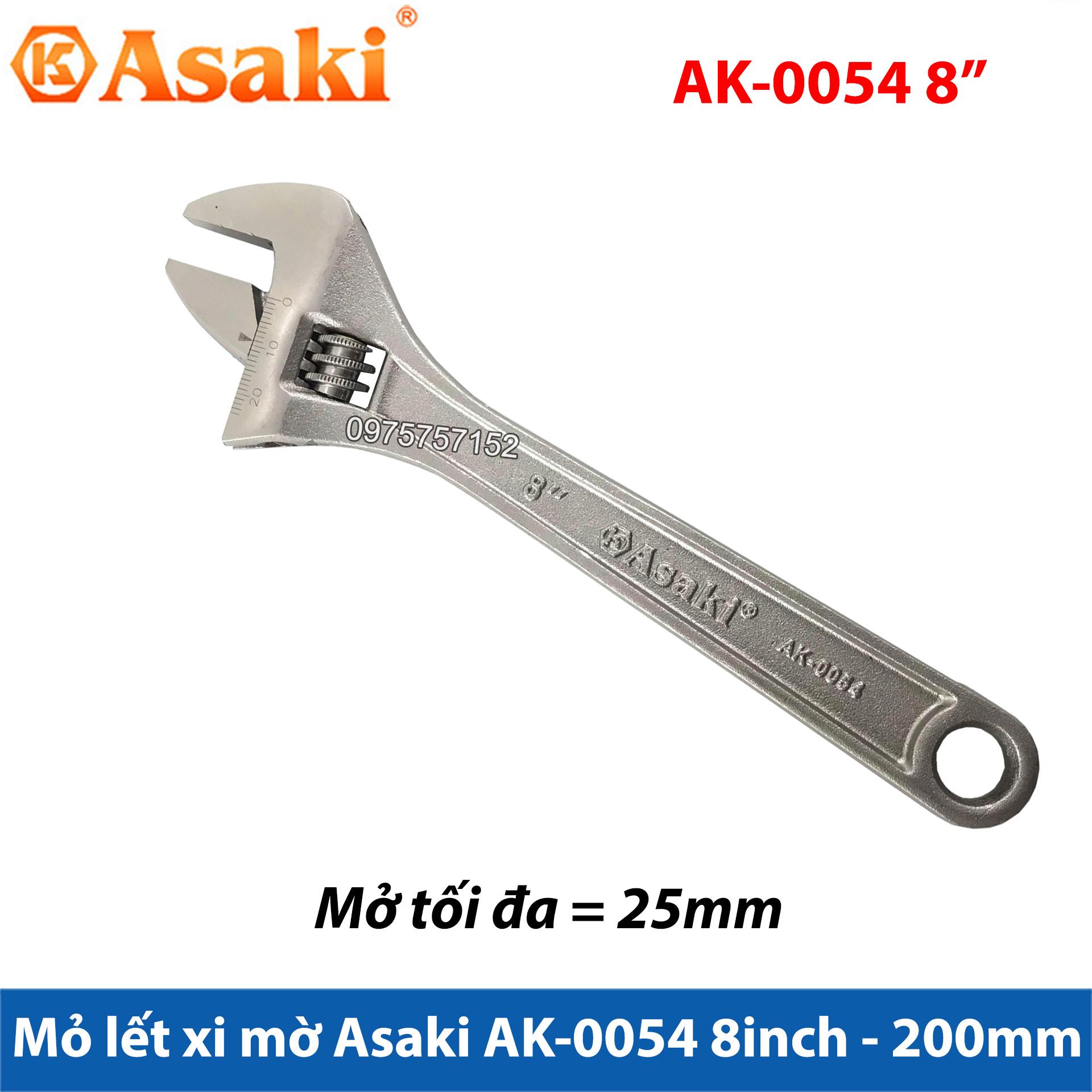 Mỏ lết xi mờ cao cấp asaki ak-0054 8inch/200mm
