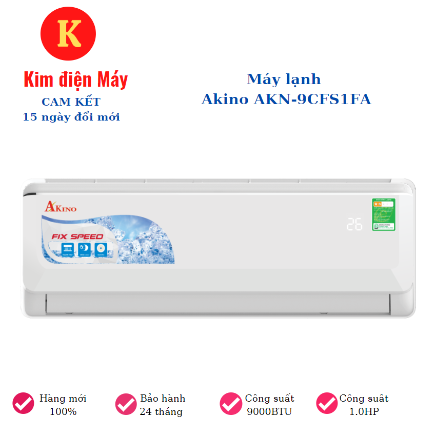 Máy lạnh Akino AKN-9CFS1FA-công suất 1.0HP tiết kiệm điện sản xuất tại