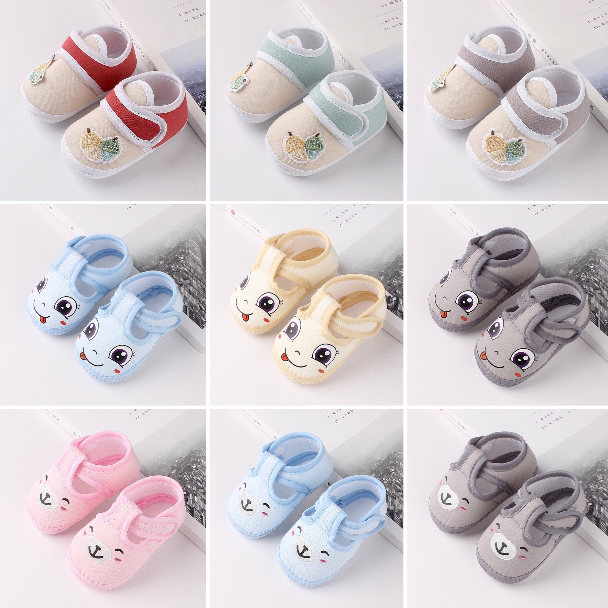 Giày xinh cho bé tập đi có đế trống trượt, dép vải quai hậu nhẹ nhàng mềm mại giá rẻ cho bé sơ sinh đến 1 tuổi rưỡi