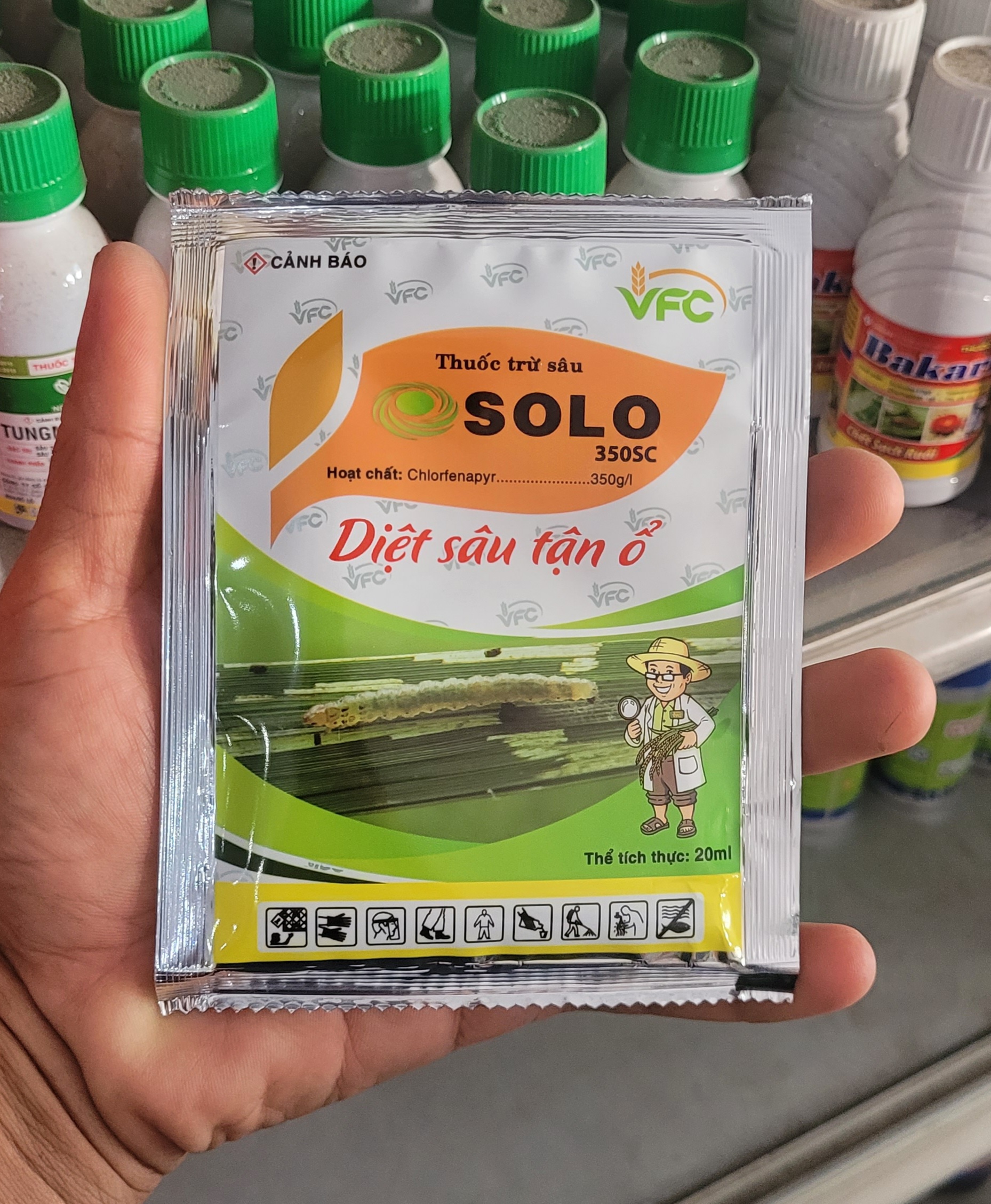 Thuốc trừ sâu solo 350sc gói 20ml - chuyên trừ bọ trĩ, nhện gié, muỗi hành, sâu cuốn lá, đục thân
