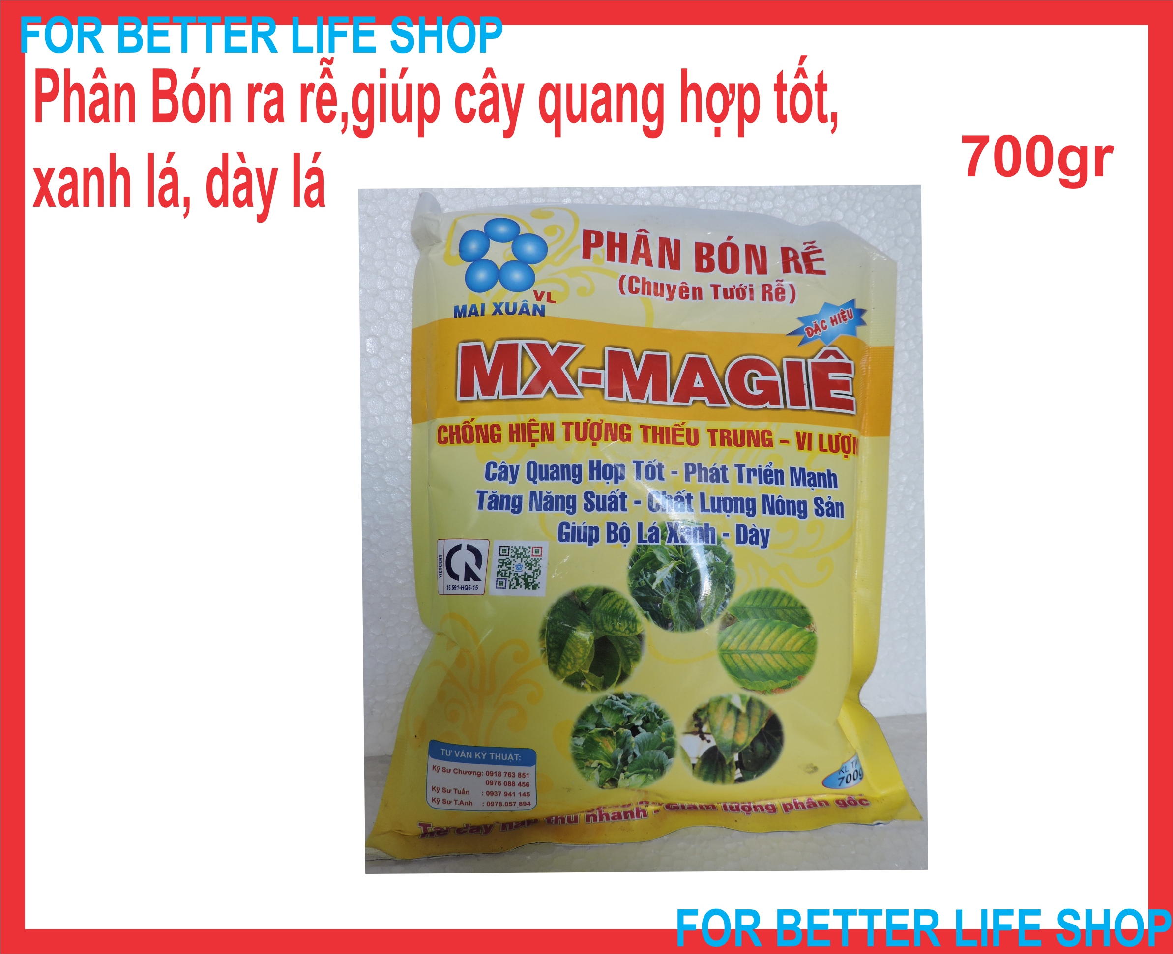Phân Bón Rễ MX MAGIÊ Cung cấp Magie giúp cây quang hợp tốt xanh cây dày lá túi 700gr