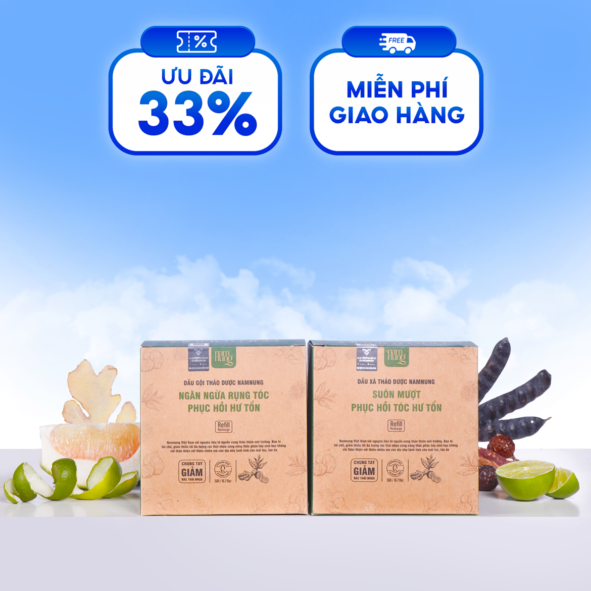 Túi refill dầu gội và dầu xả thảo dược nam nung 500ml
