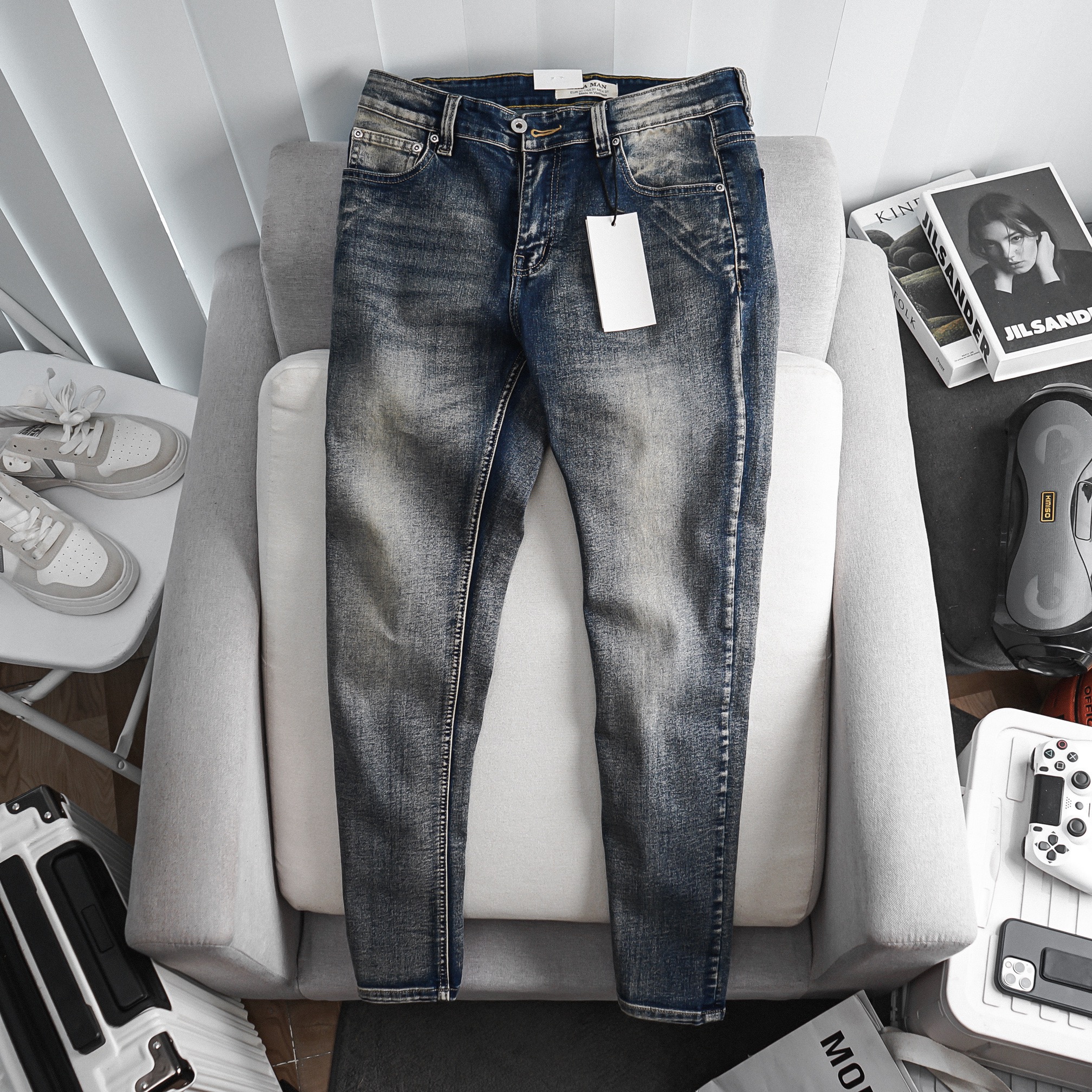 Quần Jean Dài Nam cao cấp xuất xịn chất bò co dãn slimfit ôm chân