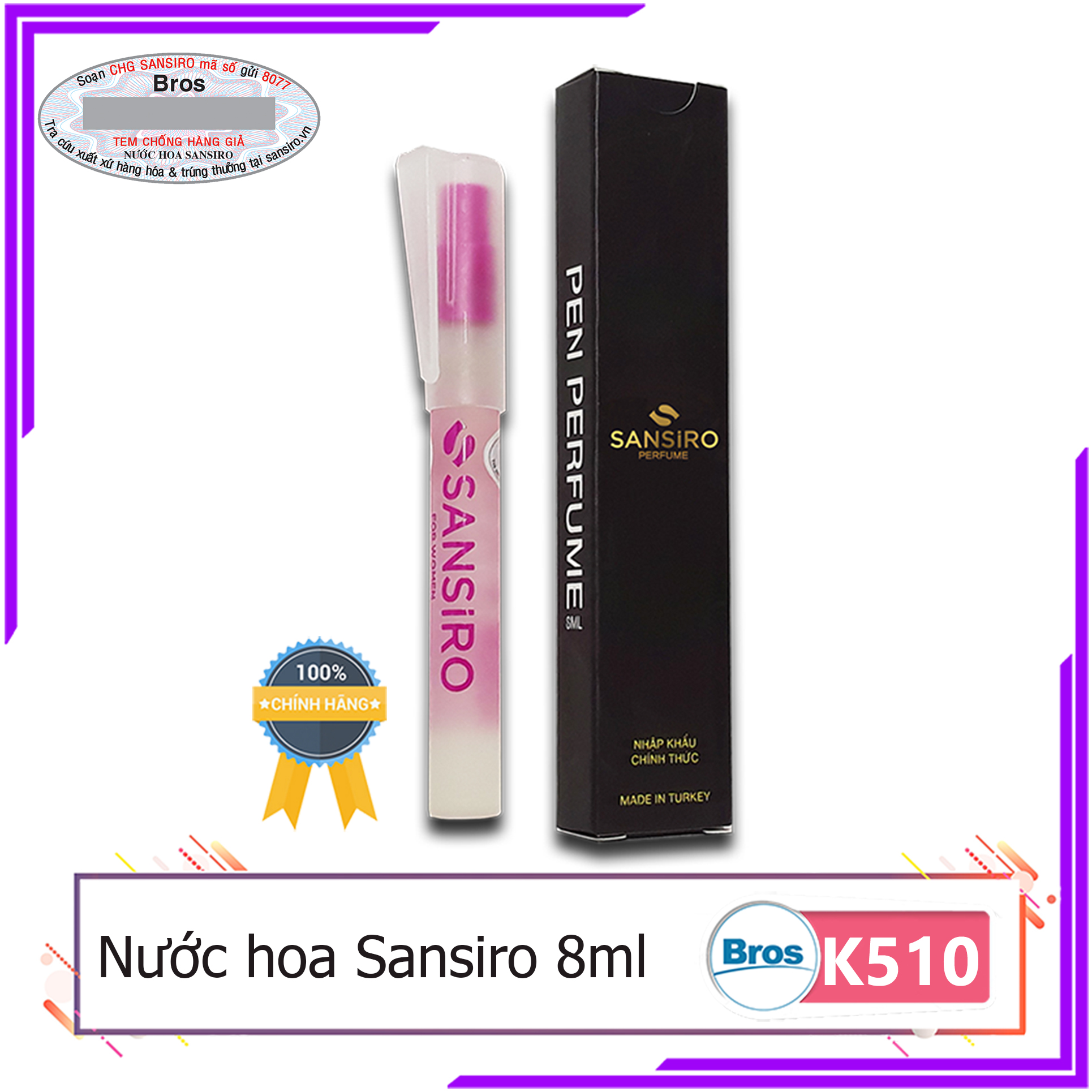 K510 - nước hoa sansiro 8ml cho nữ