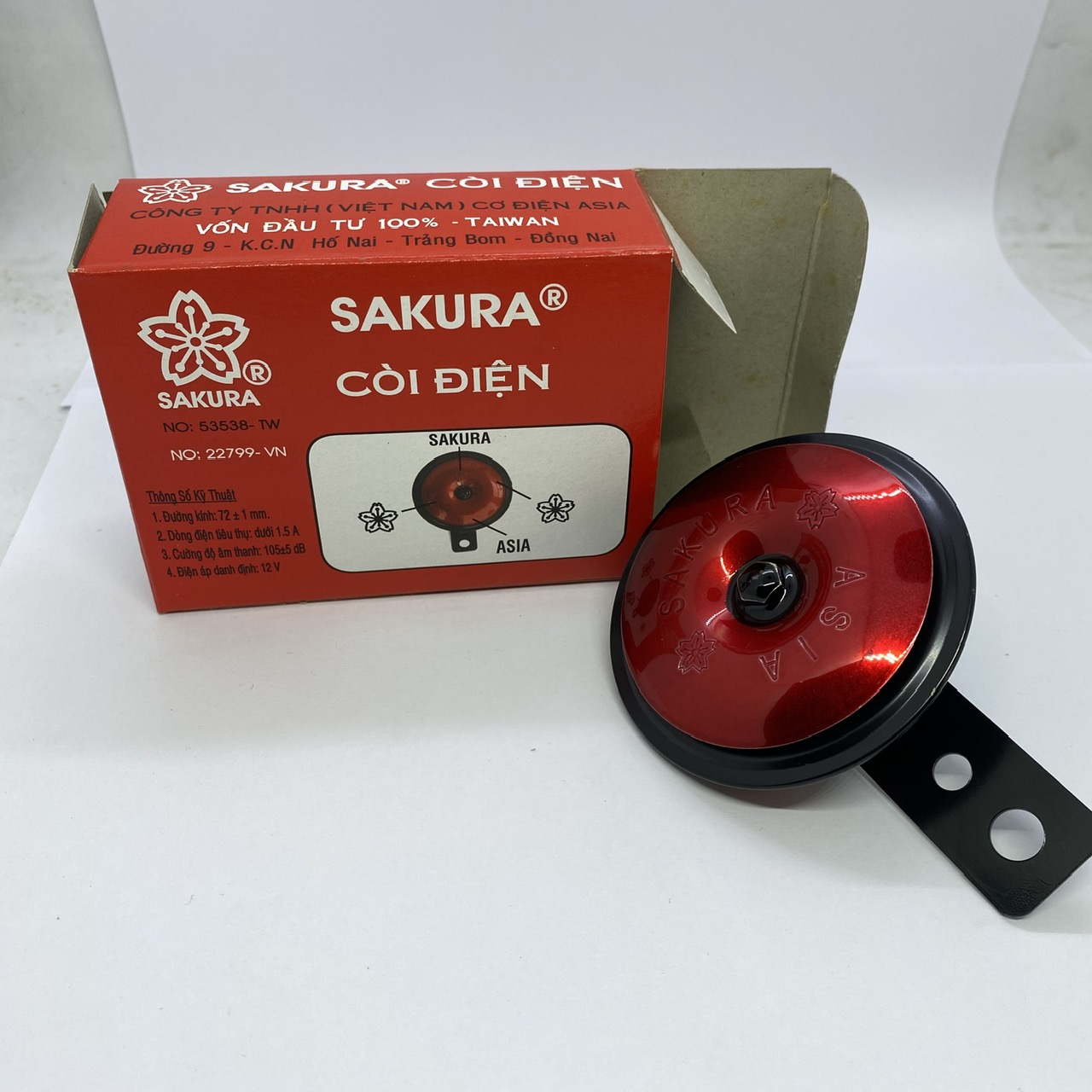 Còi điện tiếng to sakura 12v 72mm cho mọi xe máy