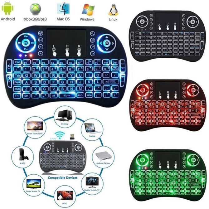 Bàn phím kiêm chuột bay I8 FRO (Có Led nhiều màu) dành cho Android TV box, Smart TV, Laptop( CÓ KÈM PIN SẠC 5C)