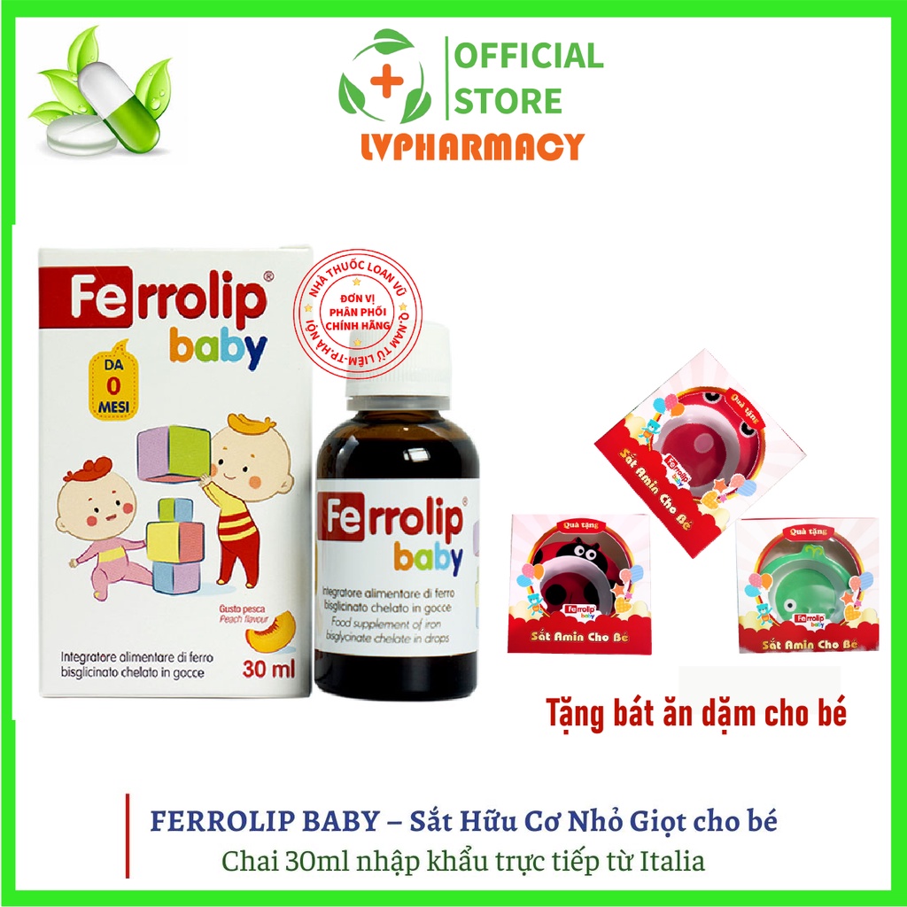 Sắt Ferrolip Baby dạng siro vị đào thơm ngon lọ 30 mL